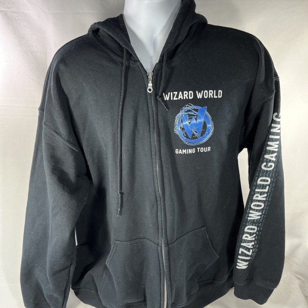 WIZARD WORLD GAMING TOUR HOODIE ADULT XL BLACK DOUBLE SIDED HOODED SWEATSHIRT